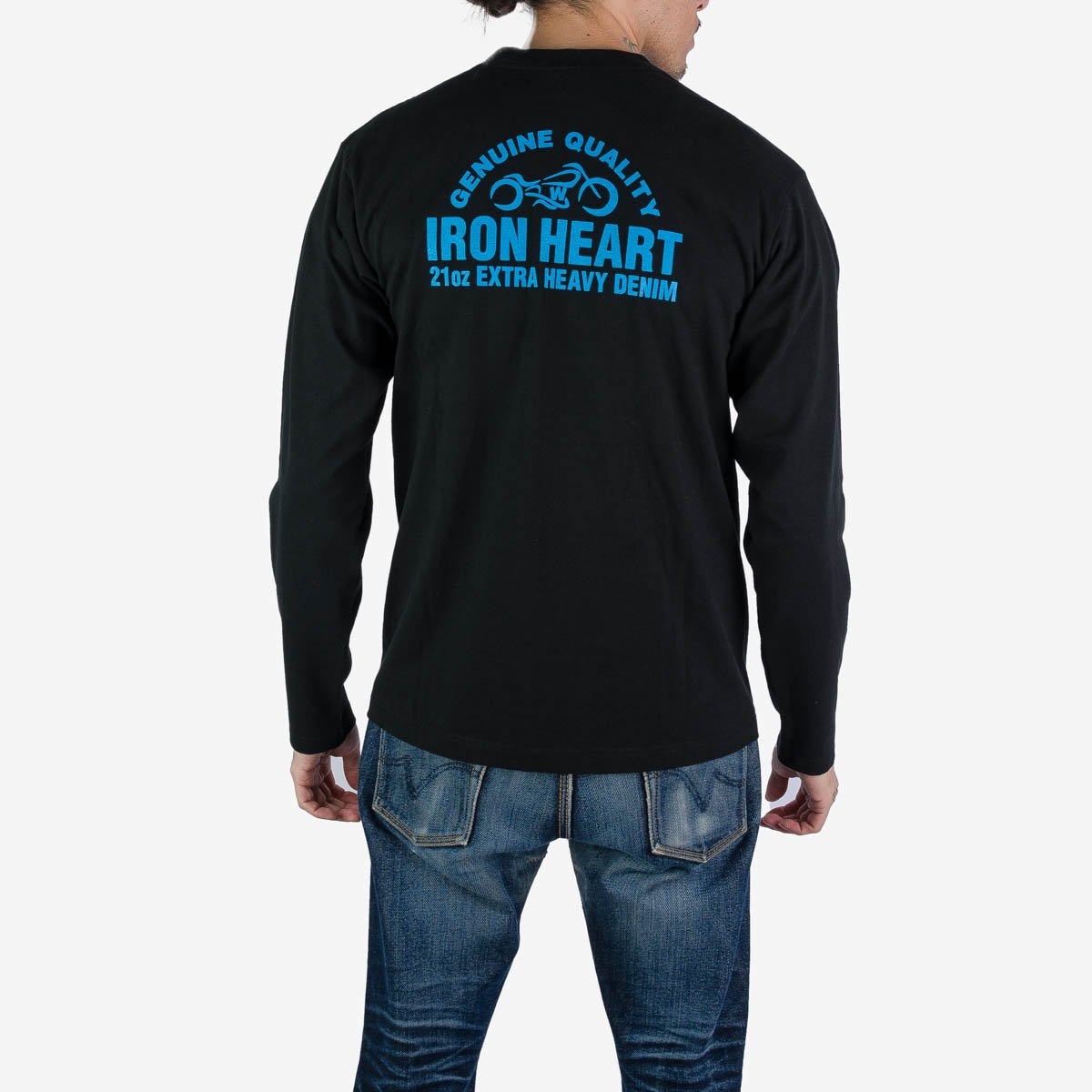 IHTL-2302-BLK 7.5oz Printed Loopwheel Crew Neck Long Sleeved T-Shirt - Black - 4
