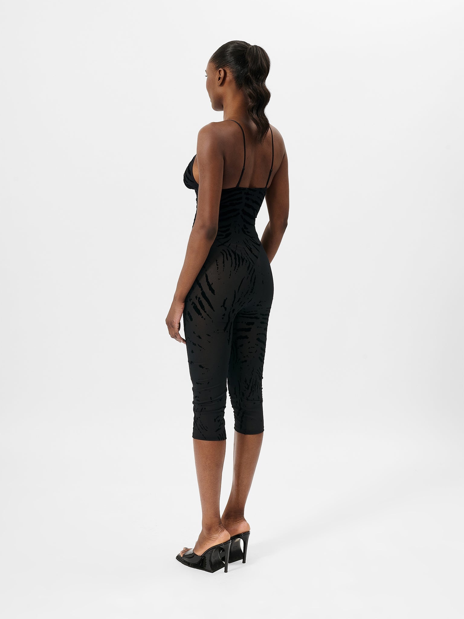 SCARLETT PEDAL PUSHER JUMPSUIT BLACK ZEBRA PRINT - 6