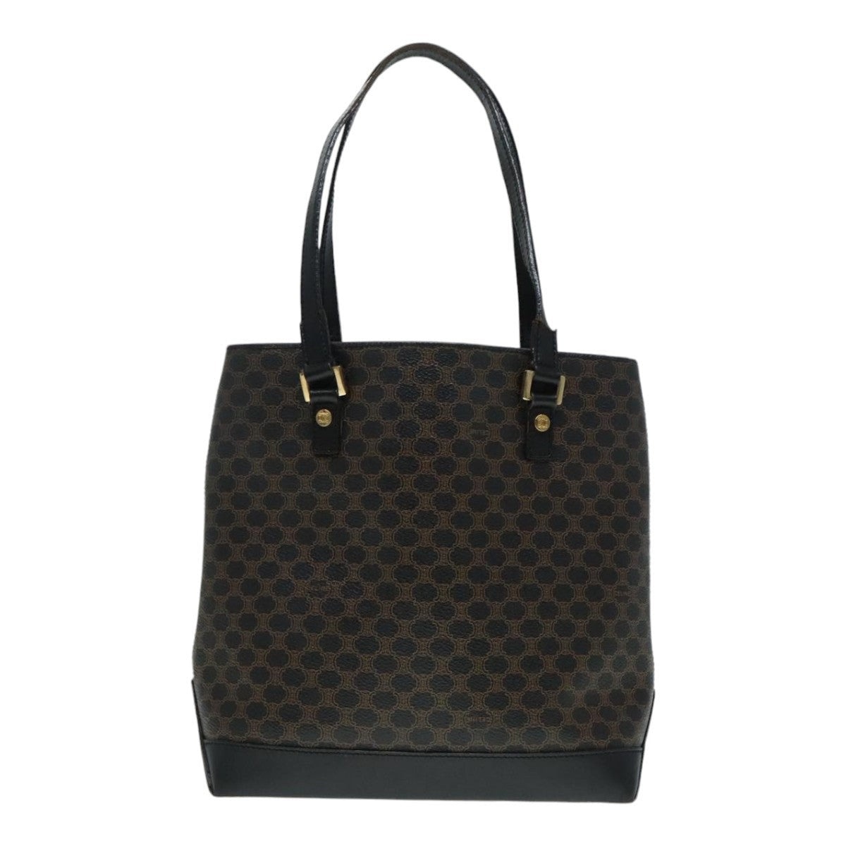 CELINE Macadam Canvas Hand Bag Pvc Black Gold - 2