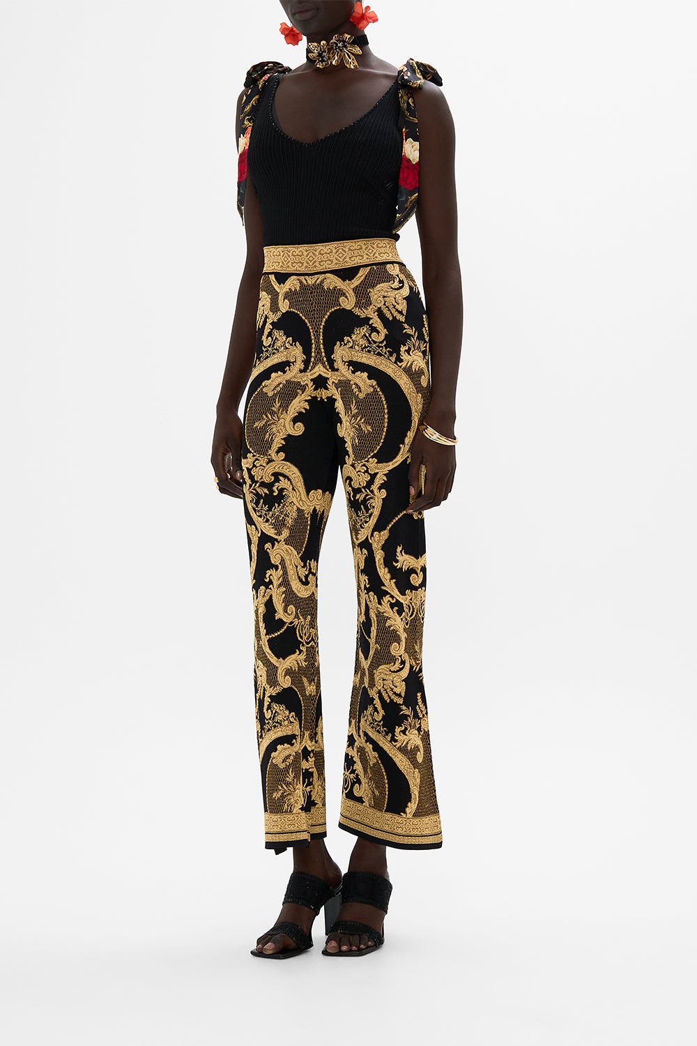 FLARED JACQUARD KNIT PANT - 4