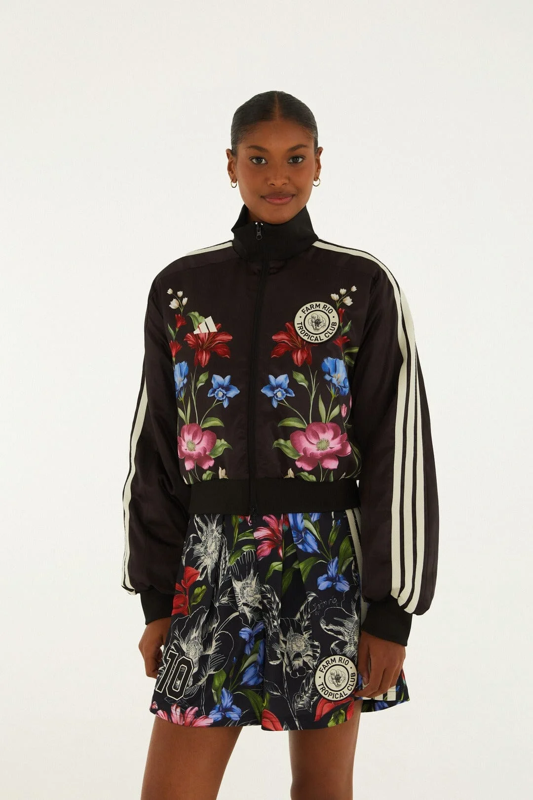 Ainika Floral Black Adidas Track Top - 1