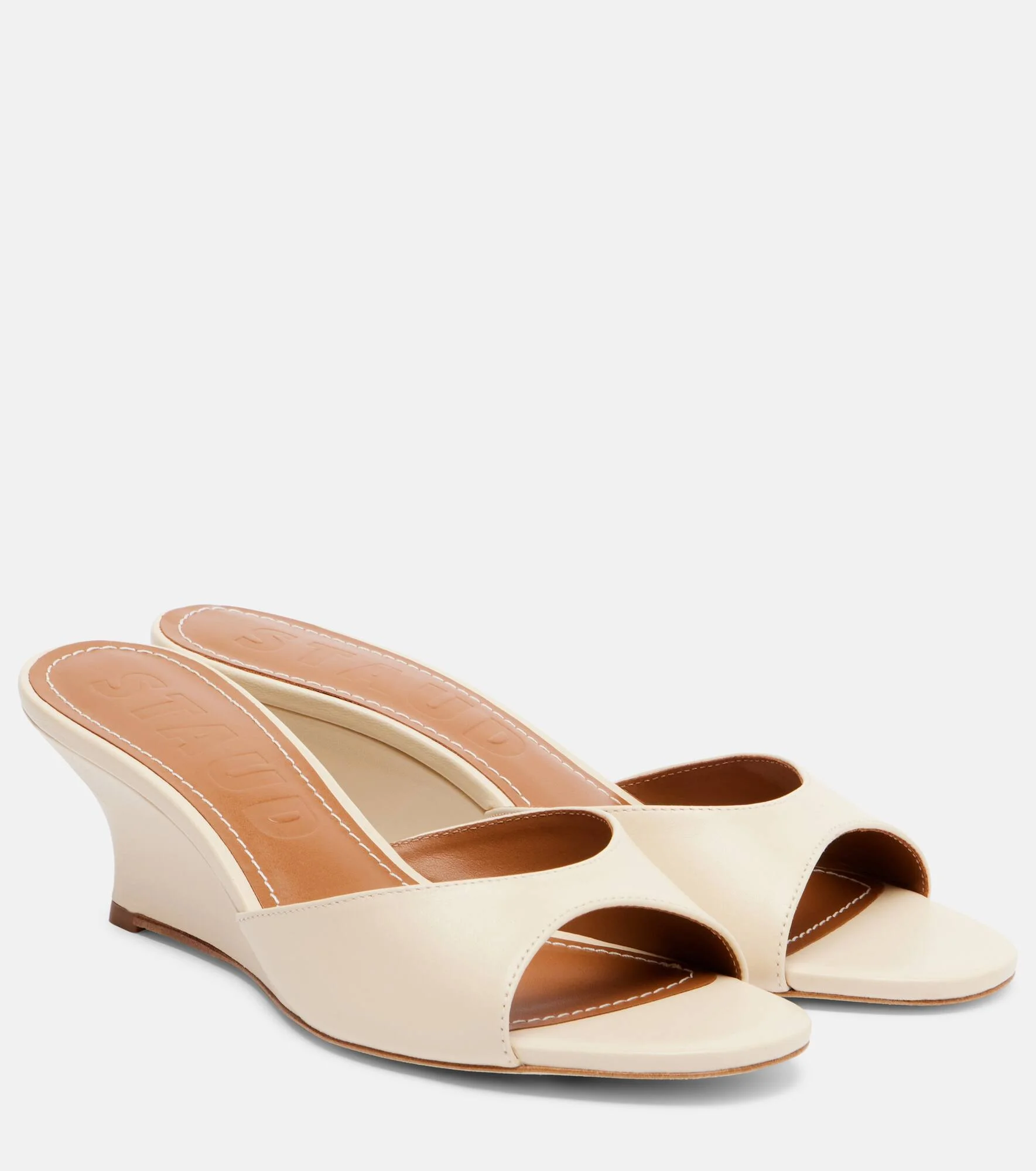 Brigitte leather wedge mules - 1