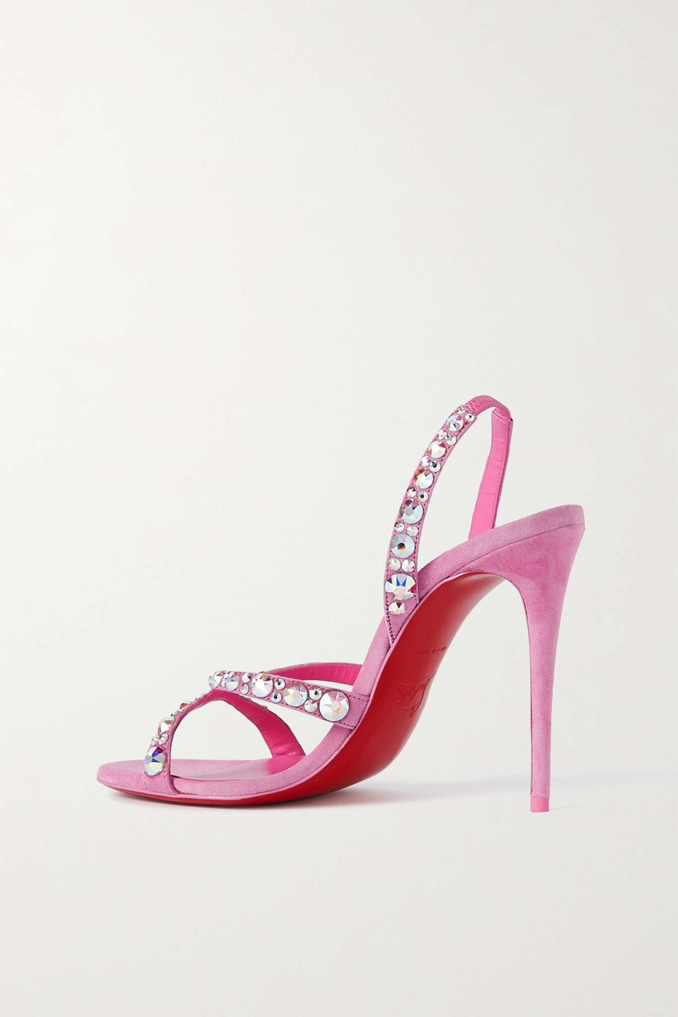 Emilie 100 crystal-embellished suede slingback sandals - 3