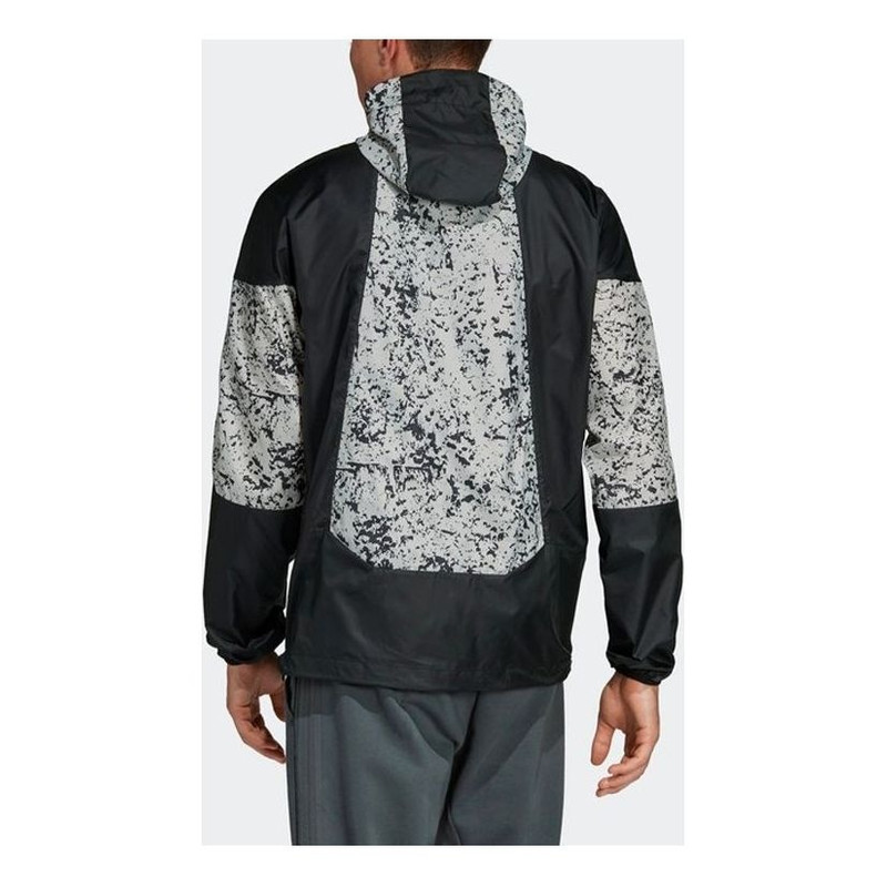 adidas adidas originals Splicing logo Printing Casual Hooded Jacket Black White Colorblock DV1965 outlook
