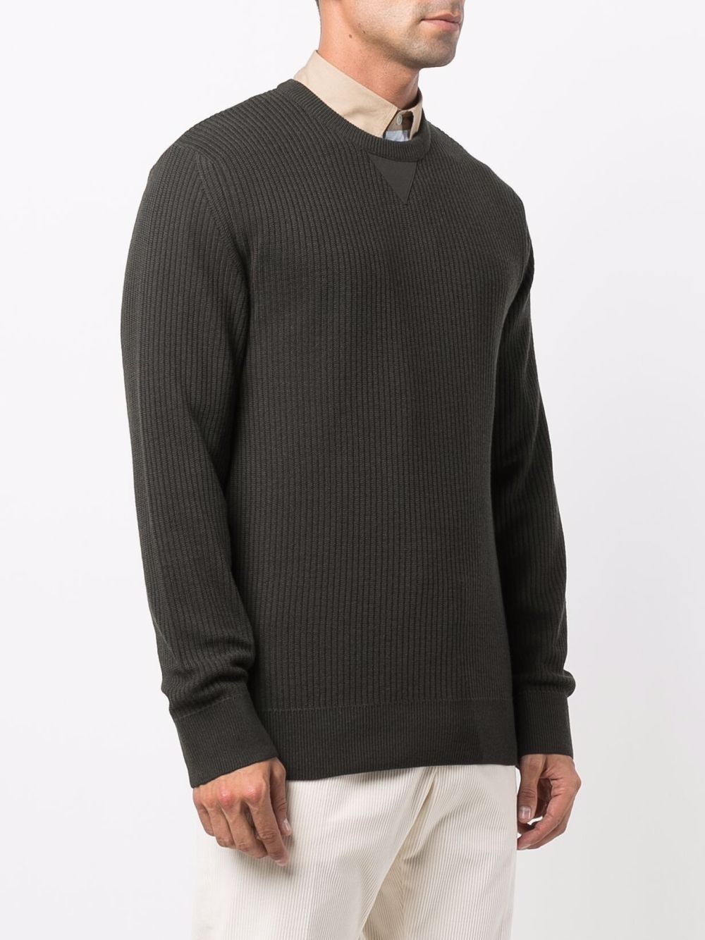 rib-knit crew neck jumper - 3