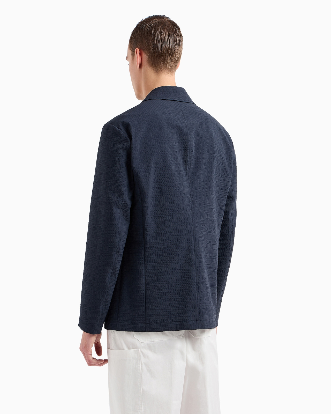 Single-breasted jacket in technical seersucker fabric - 3