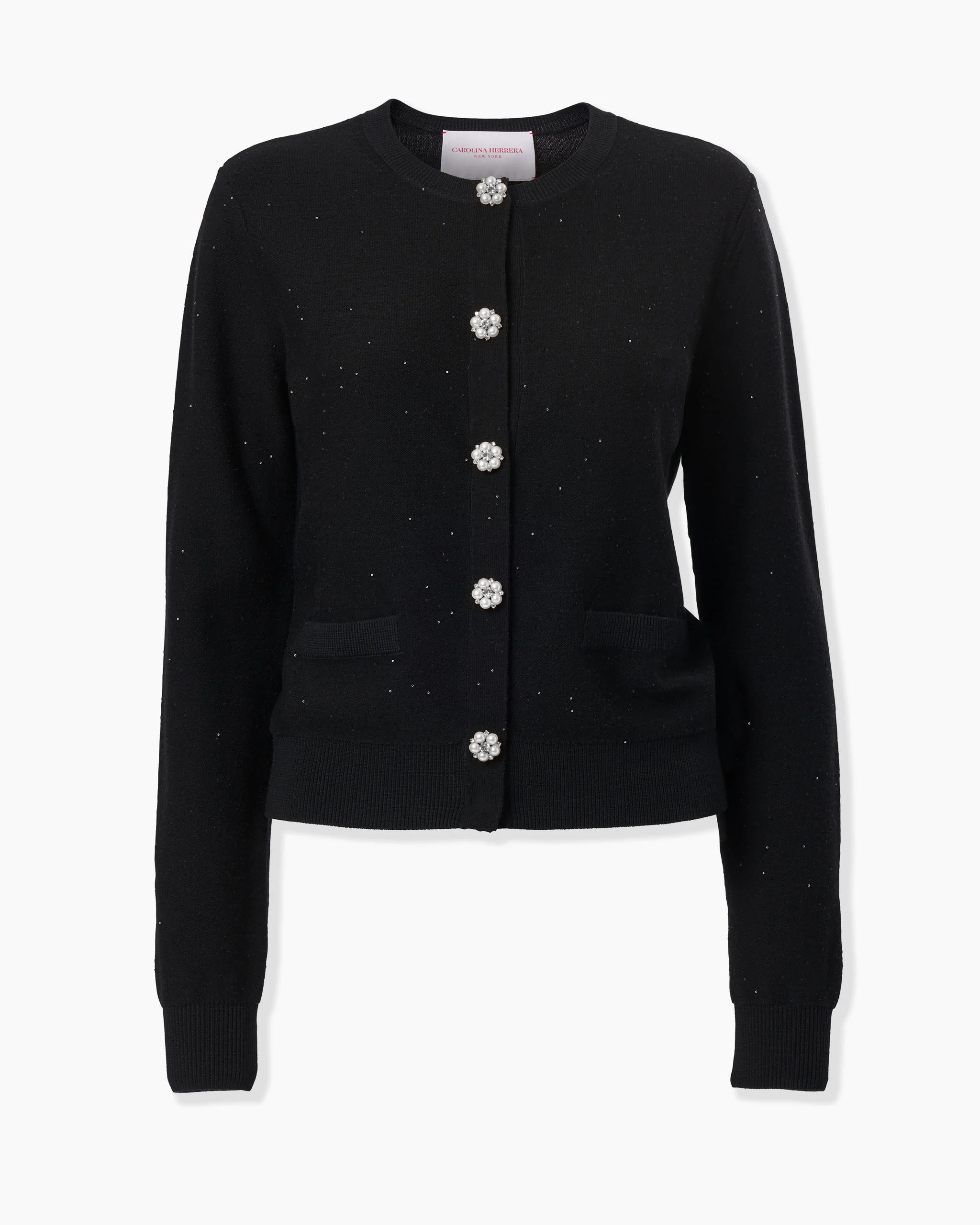 Sequined Cardigan with Pearl Buttons - 1