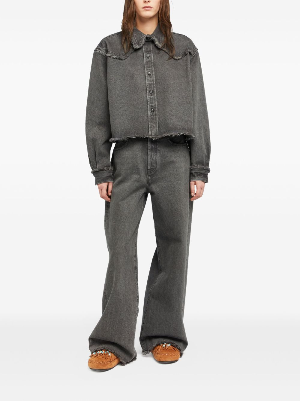 frayed-hem denim shirt - 2