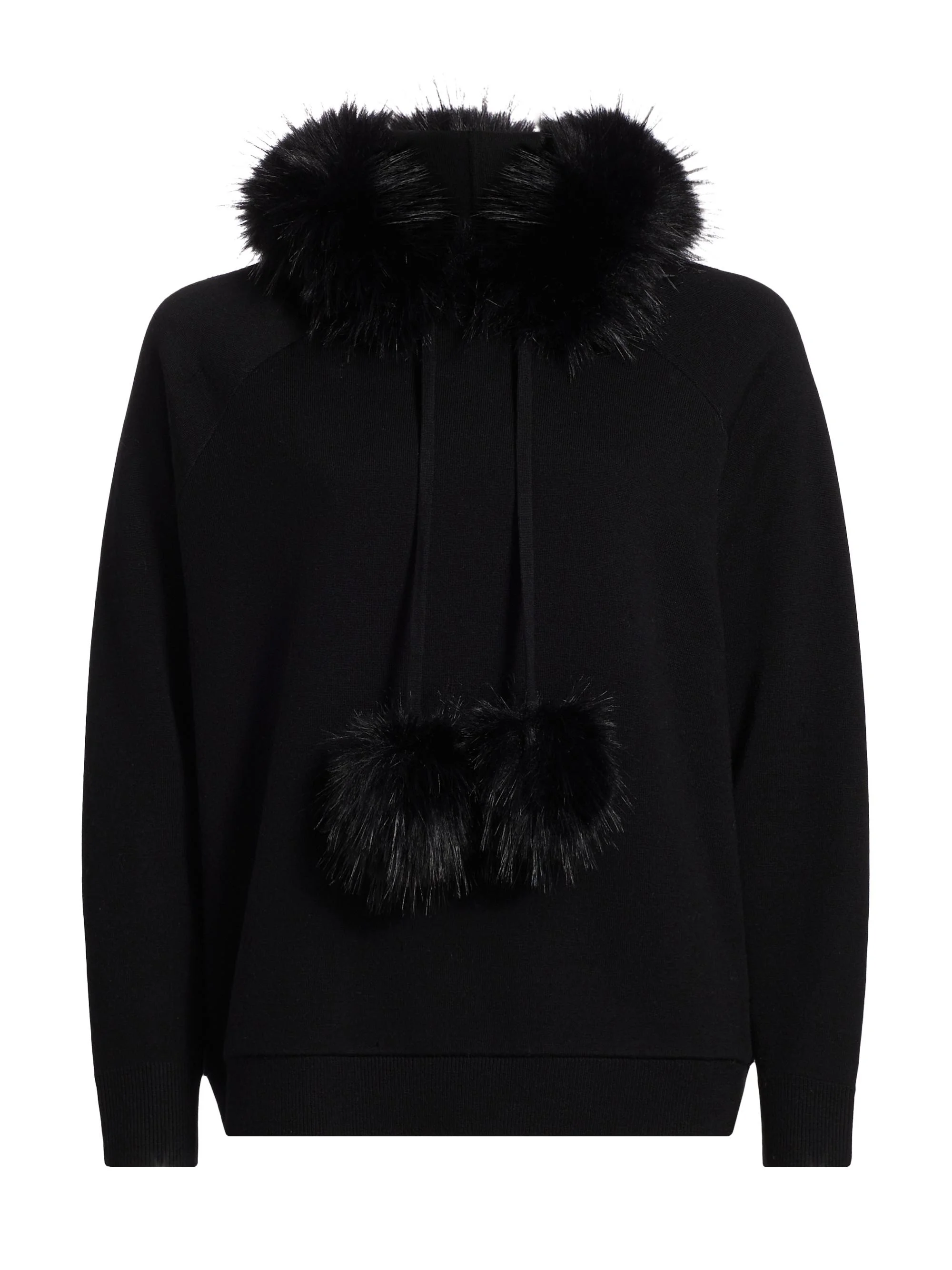Women's Oscar Faux Fur-Trimmed Knit Hoodie - Black - 1