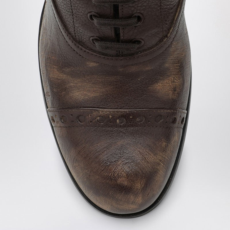Miu Miu Cocoa-Coloured Lace-Up Boot With Heel Women - 3