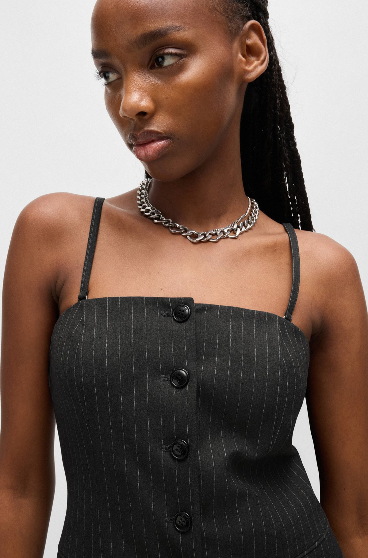 REGULAR-FIT TAILORED VEST IN PINSTRIPE STRETCH FABRIC - 5