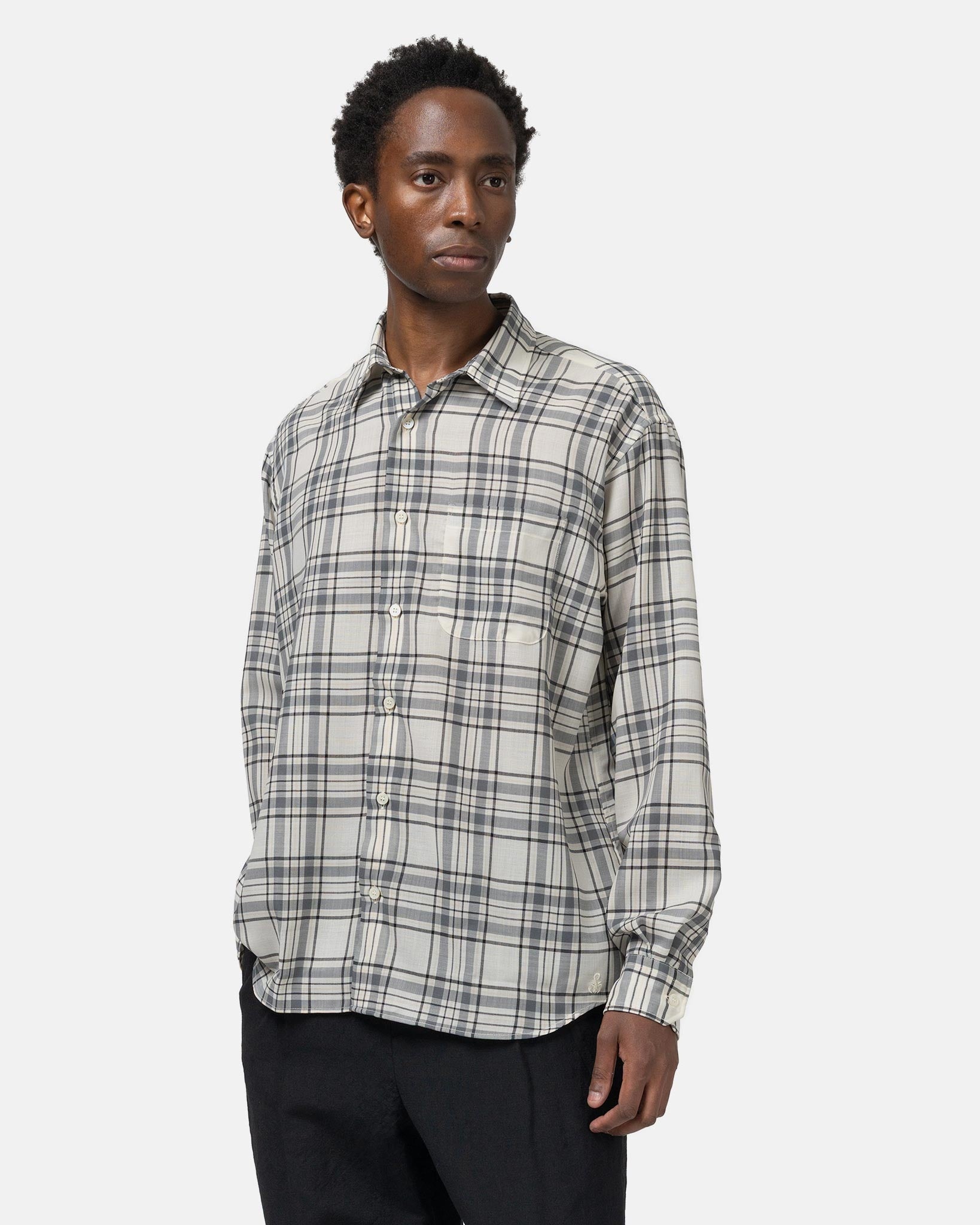 トップス SOPHNET SUMMER WOOL CHECK S/S SHIRT SOPH. | SUMMER WOOL CHECK S/S SHIRT(S WHITE):