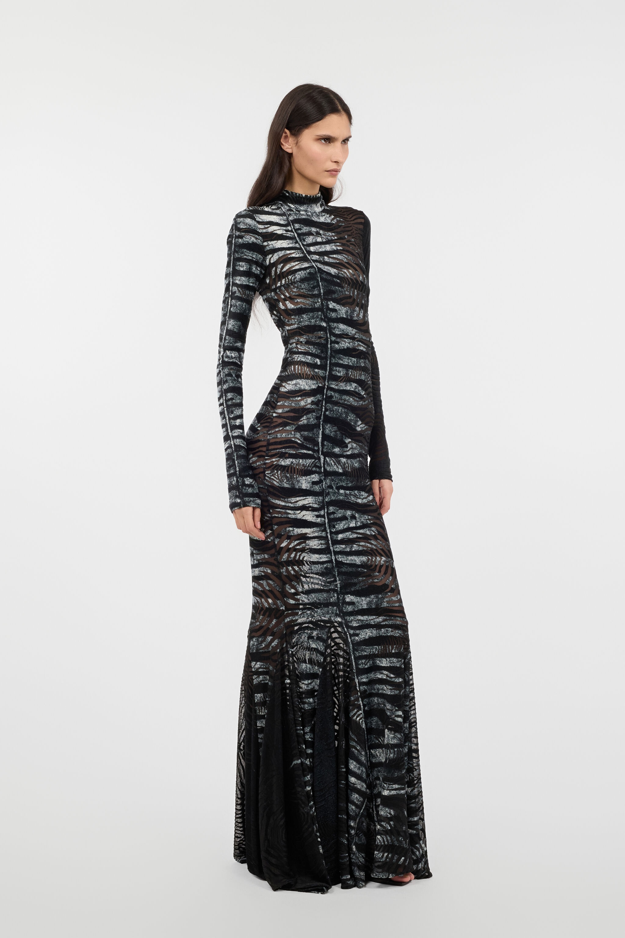 Long See-Through Dress With Zebra Pattern - 3