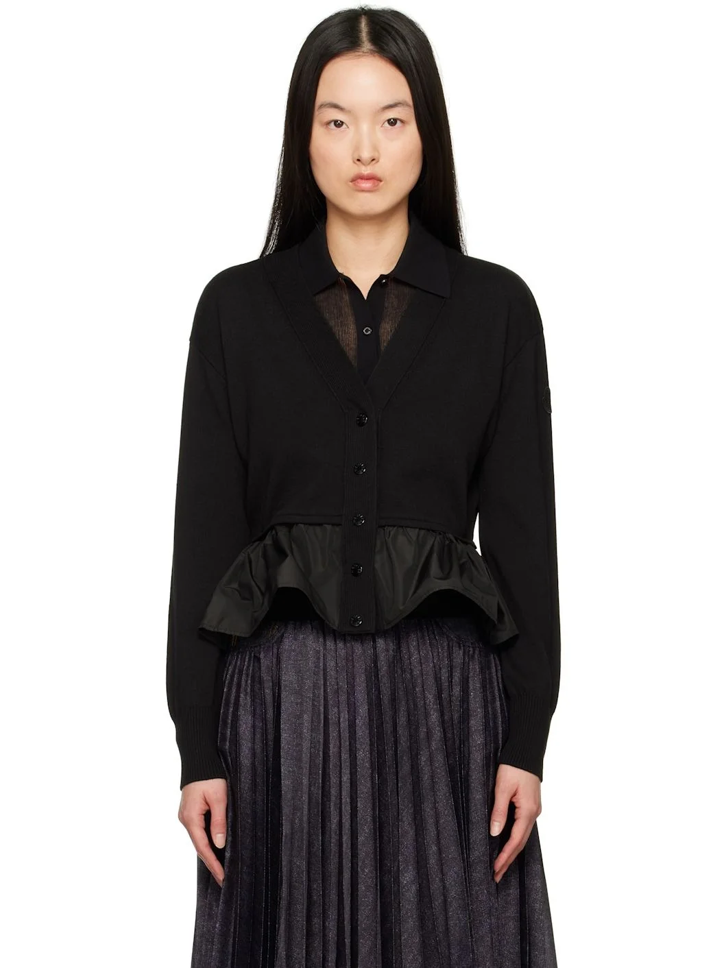 Black Cotton Cashmere & Silk Cardigan - 1