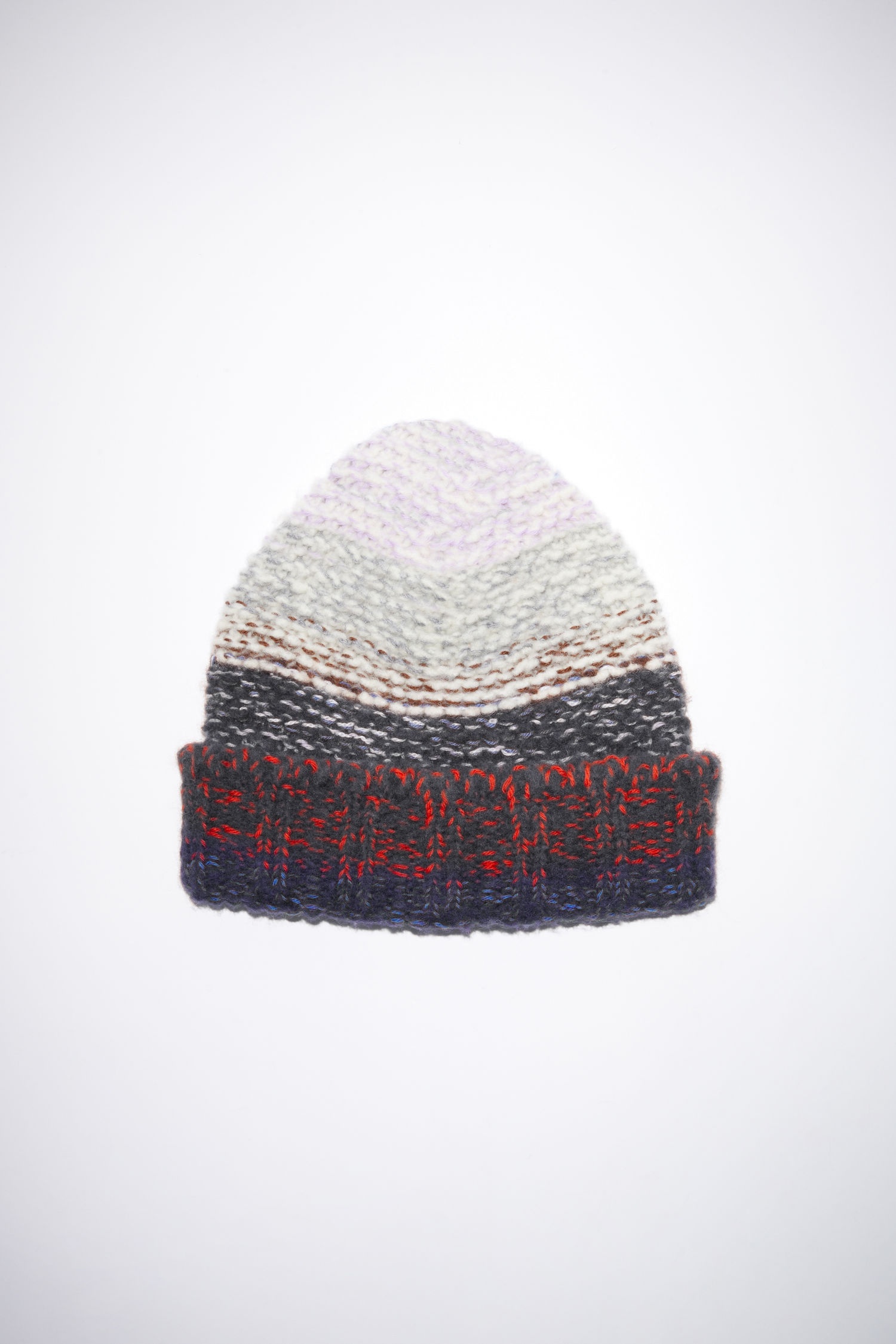 Twisted stripe wool beanie - Dark grey/multi - 1