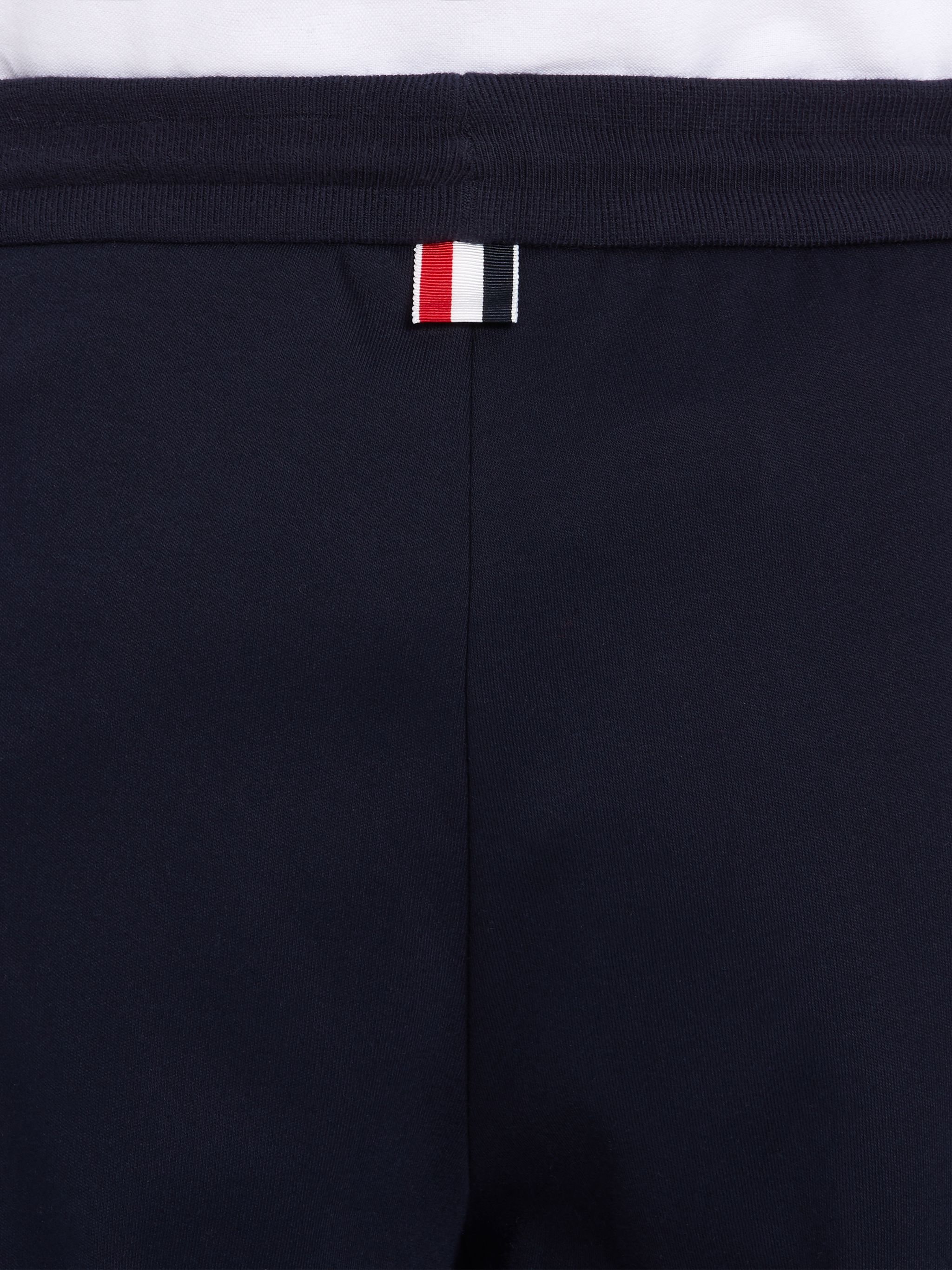 Navy Cotton Interlocking RWB Stripe Mid-Thigh Shorts - 6