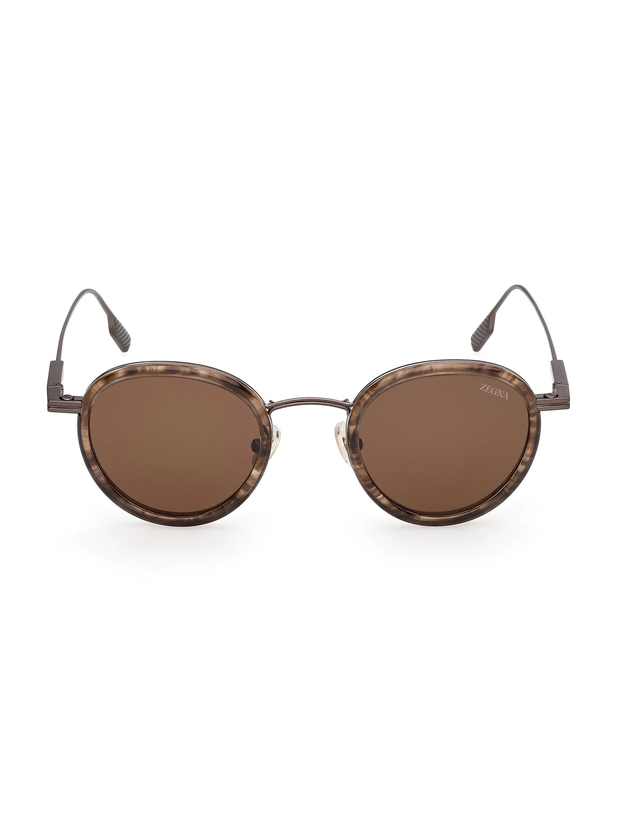Men's 46MM Round Sunglasses - Striped Havana Brown - 1