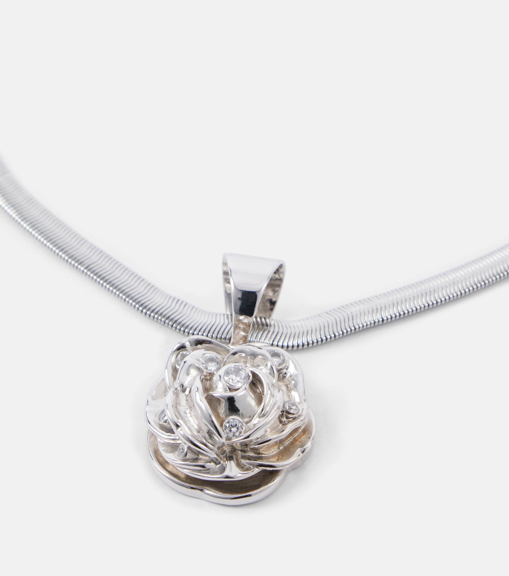 Floral crystal-embellished pendant necklace - 4