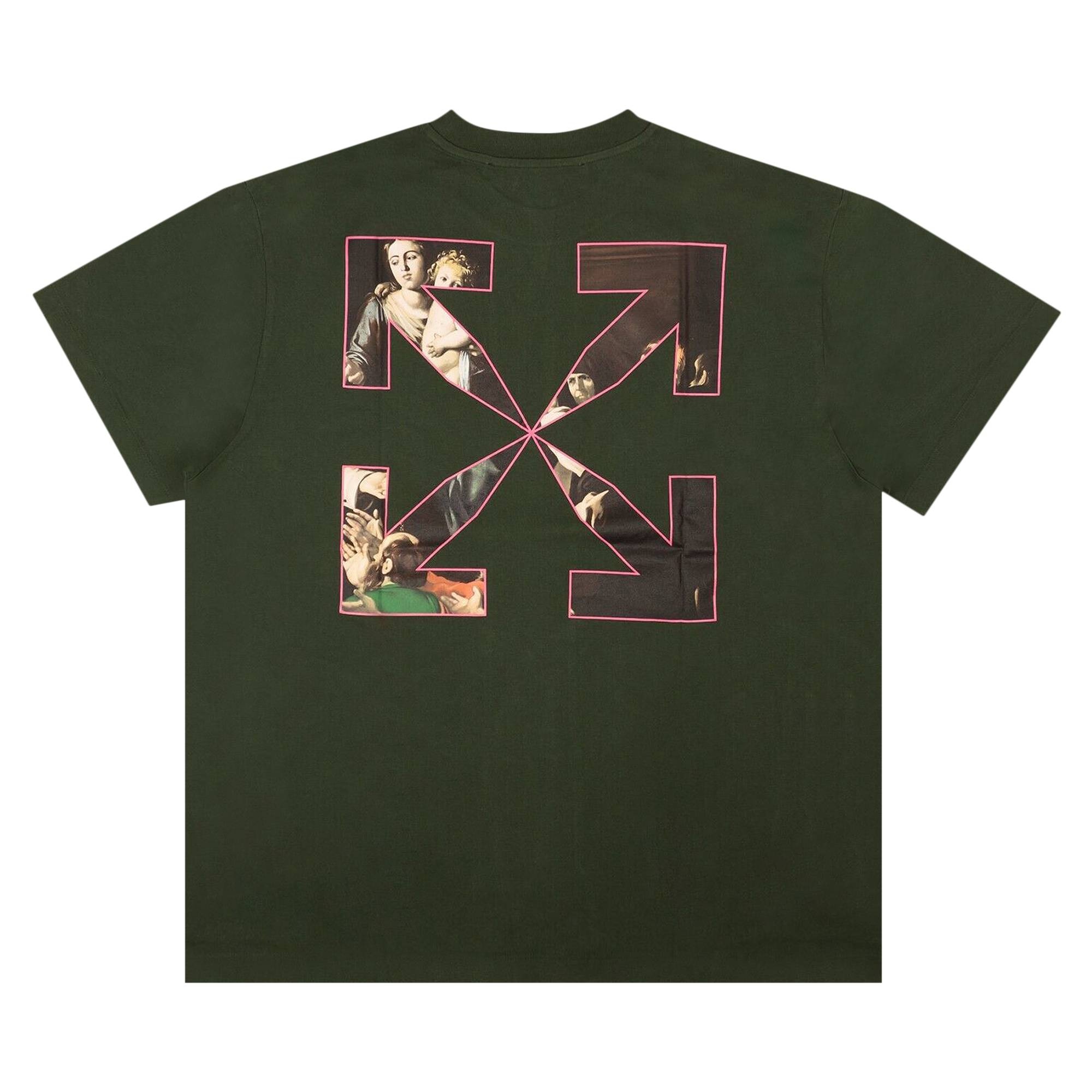 Off-White Sprayed Caravaggio Short-Sleeve Over Tee 'Green/White' - 2