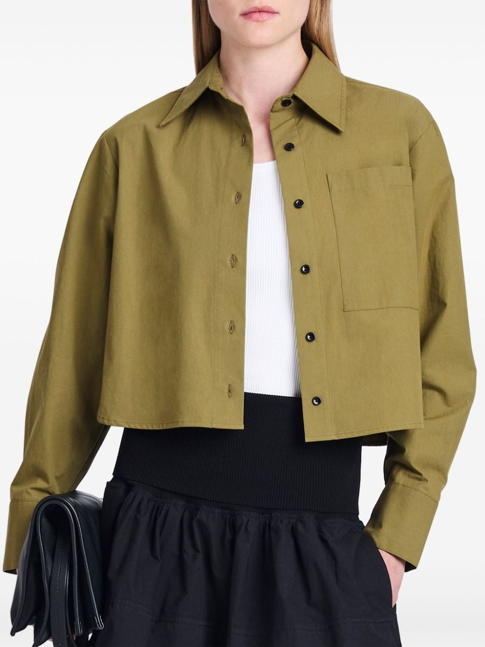 long-sleeve poplin cropped shirt - 5