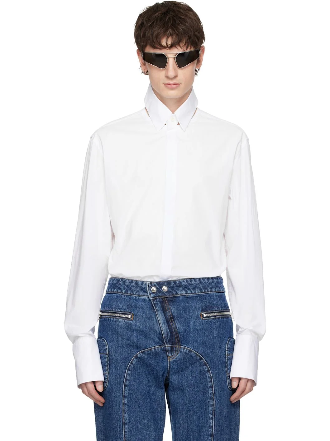 White Open Fly Away Shirt - 1
