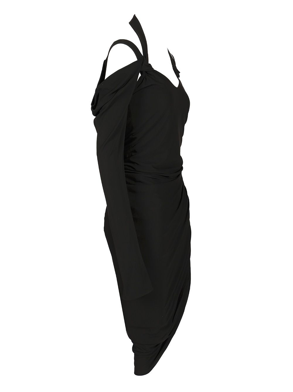 Crepe Midi Dress Dresses Black - 3