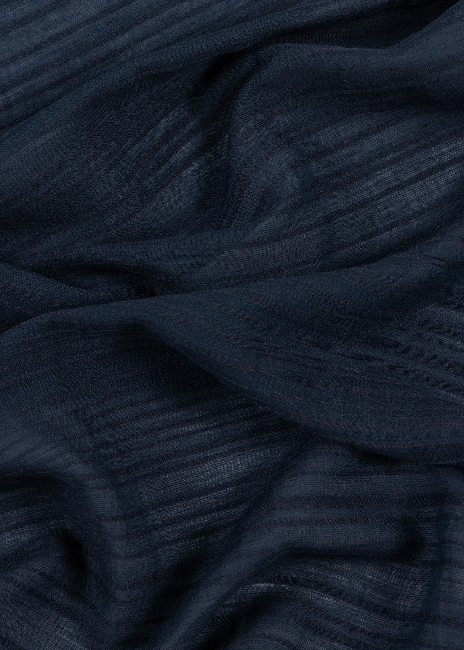 Dark Navy Cotton-Blend Shadow Stripe Scarf - 3