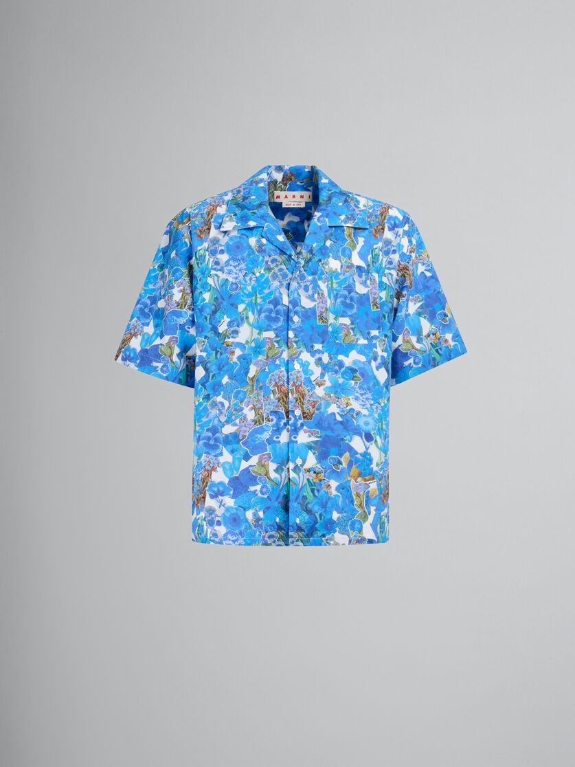 POPLIN BOWLING SHIRT WITH ALLEGRO BLUES PRINT - 1