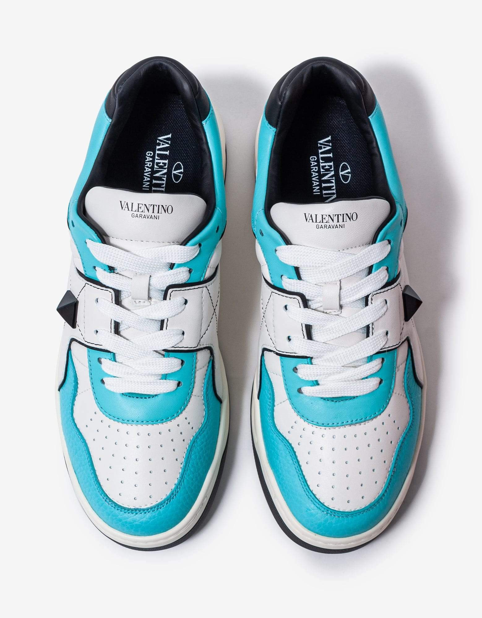 Valentino White & Blue One Stud Trainers - 4