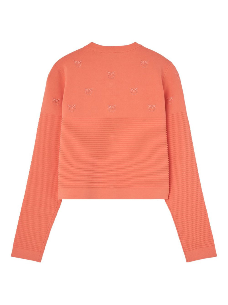 PINKO motif-embroidered ribbed jacket outlook