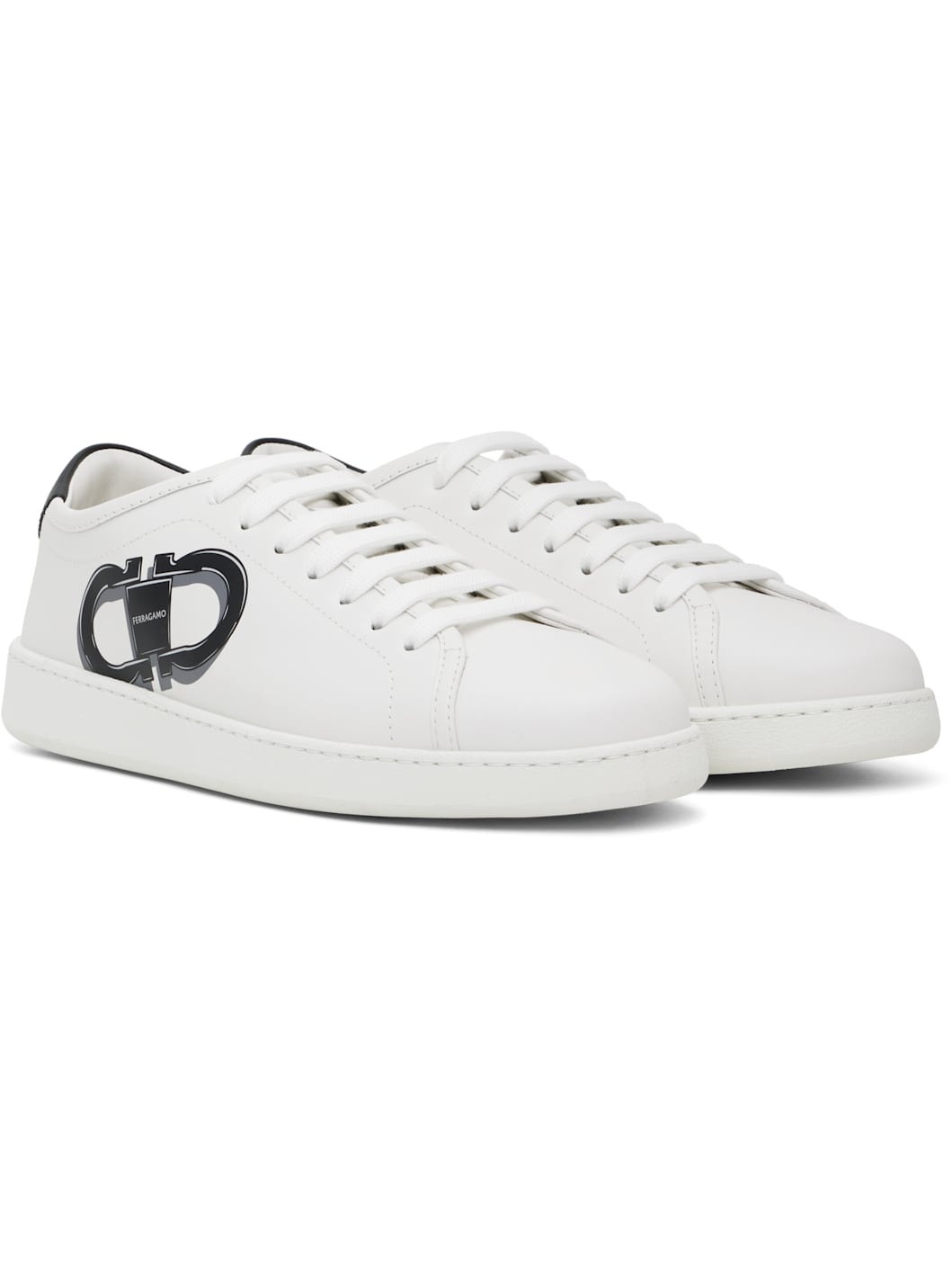 White Double Gancini Sneakers - 4