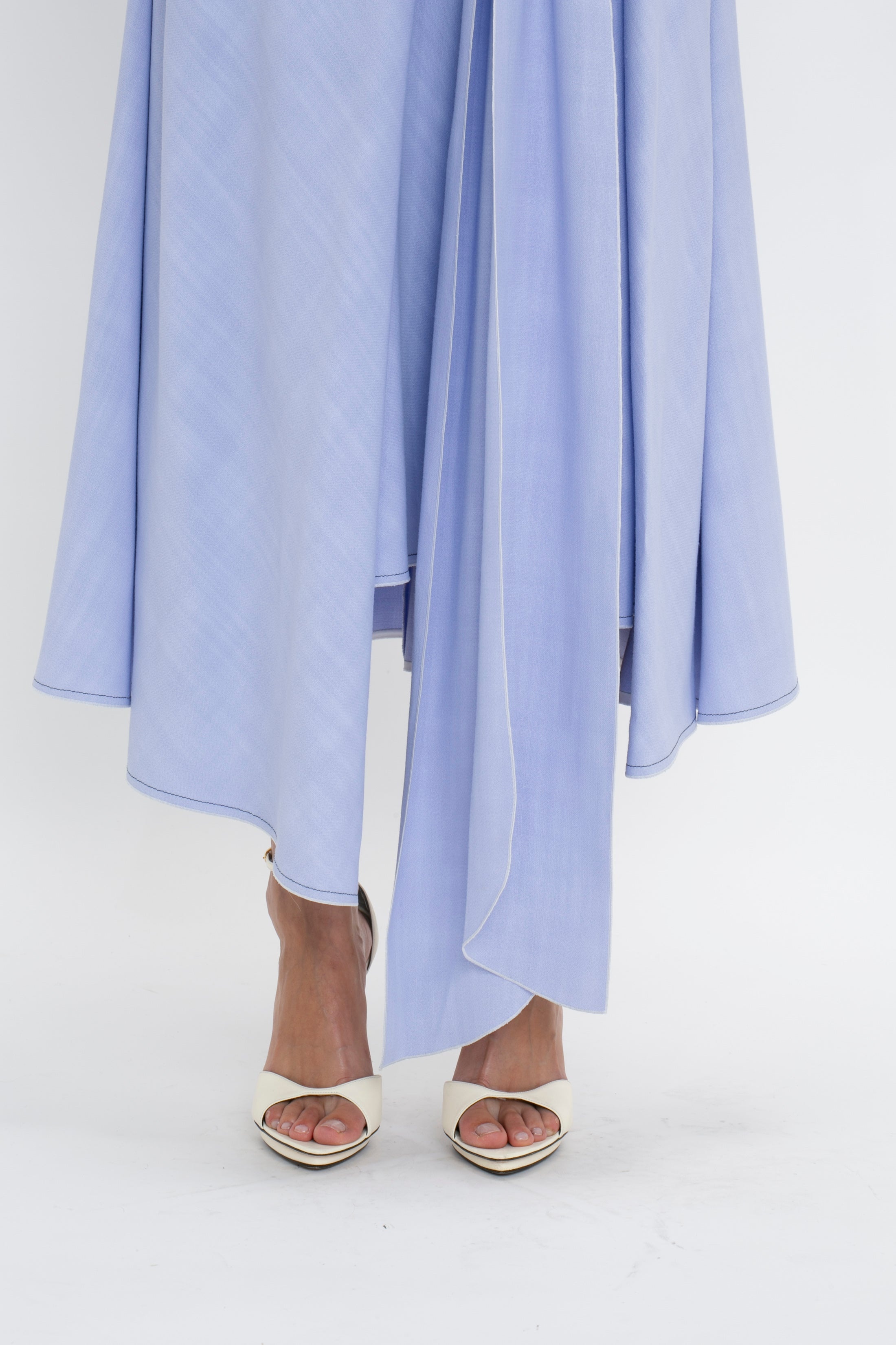 Asymmetric Tie Detail Skirt In Frost - 6