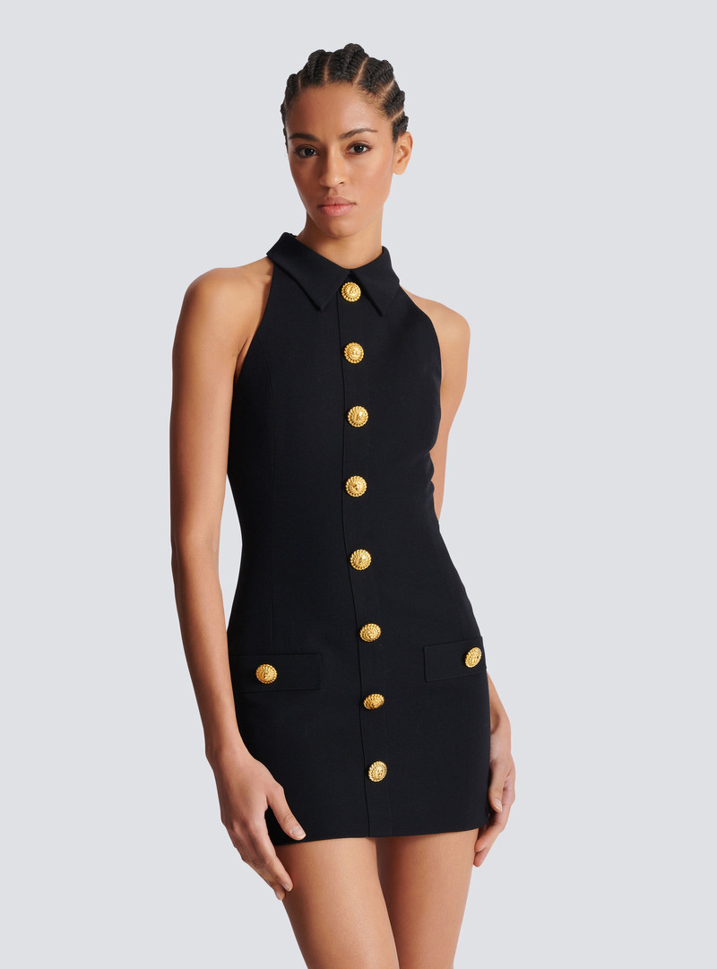 Short grain de poudre dress with buttons 7