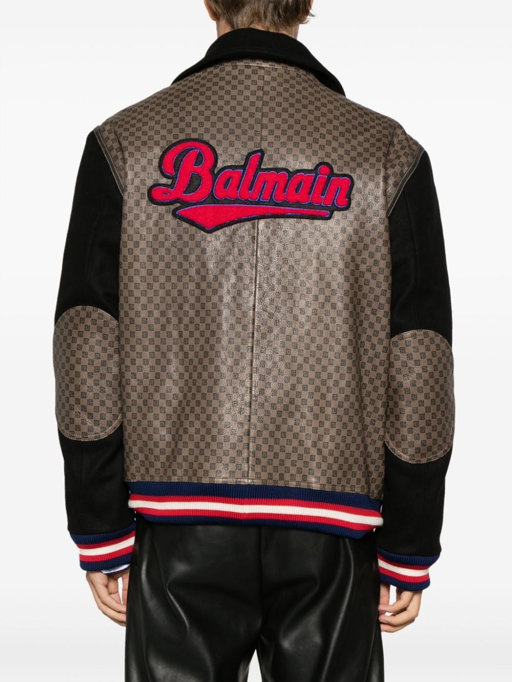 logo-appliquÃ© panelled teddy bomber jacket - 4