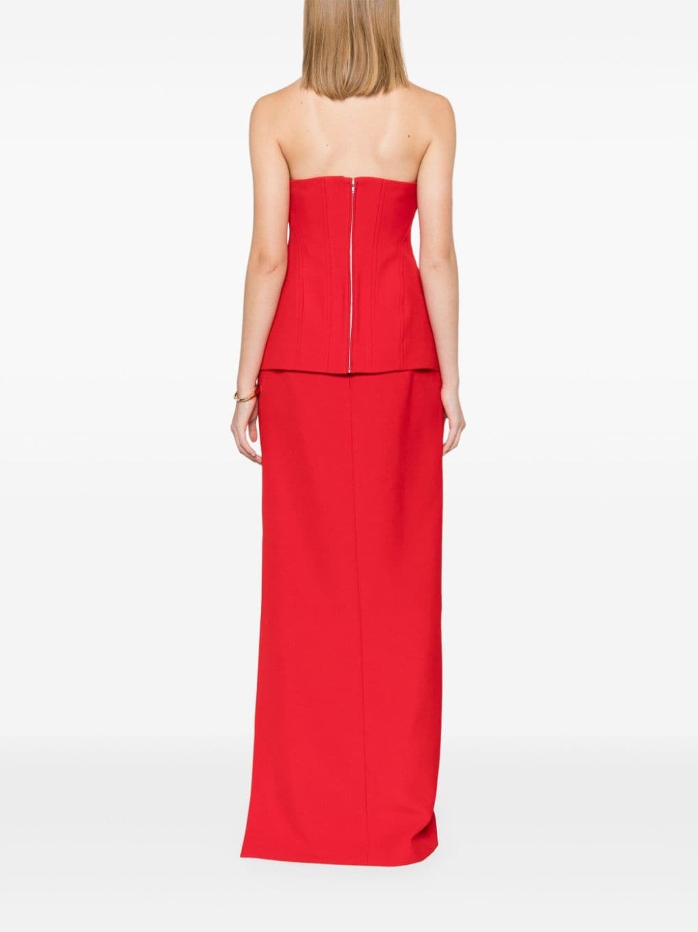 strapless crepe maxi dress - 4