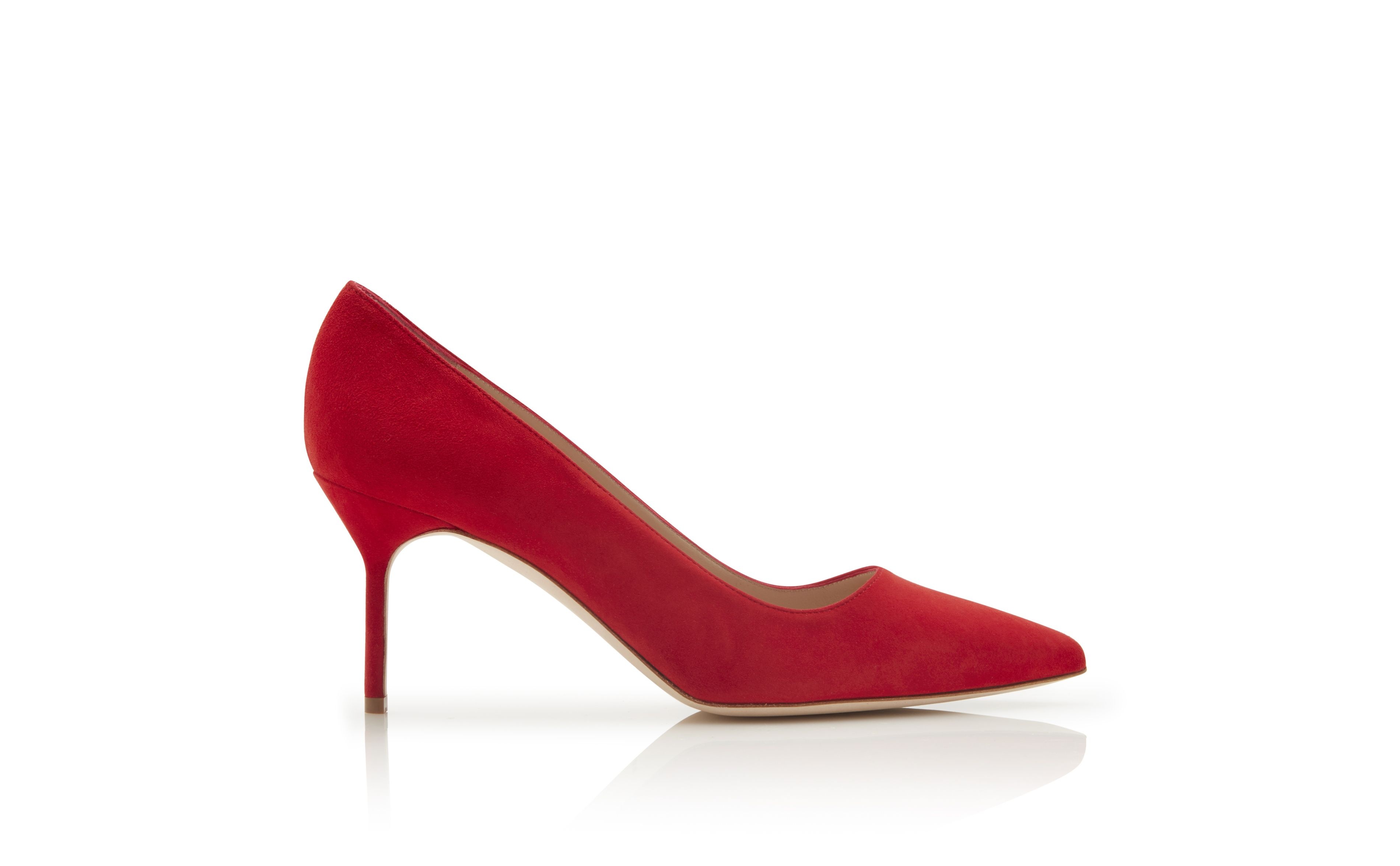 Bright Red Suede pointed toe Pumps - 1