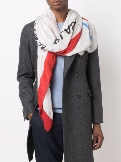 Faliero Sarti slogan-print frayed scarf outlook