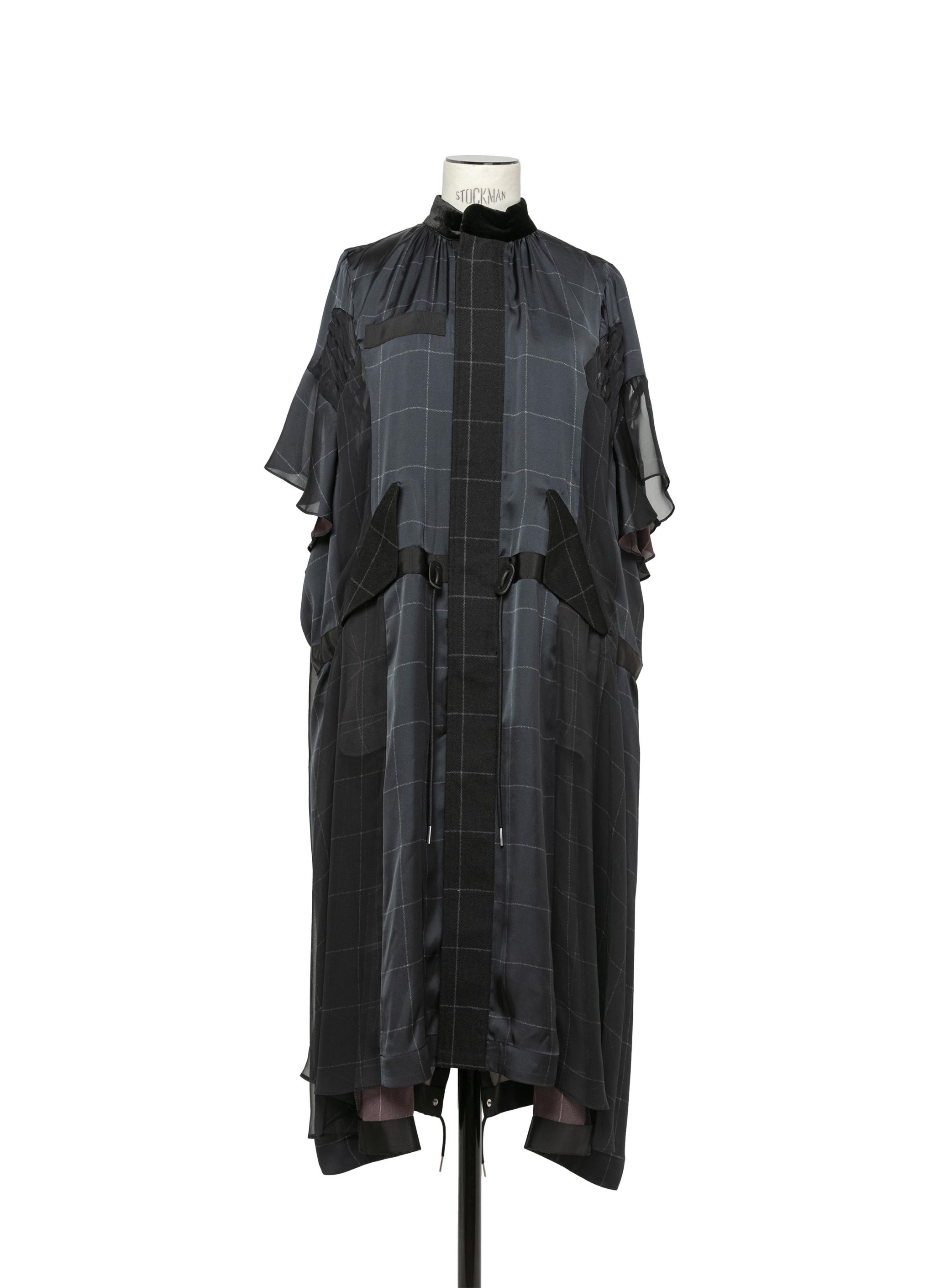 国内より1WEEK【sacai】Windowpane Dress Shop Sacai Windowpane Check Drawcord Midi-Dress | Saks Fifth