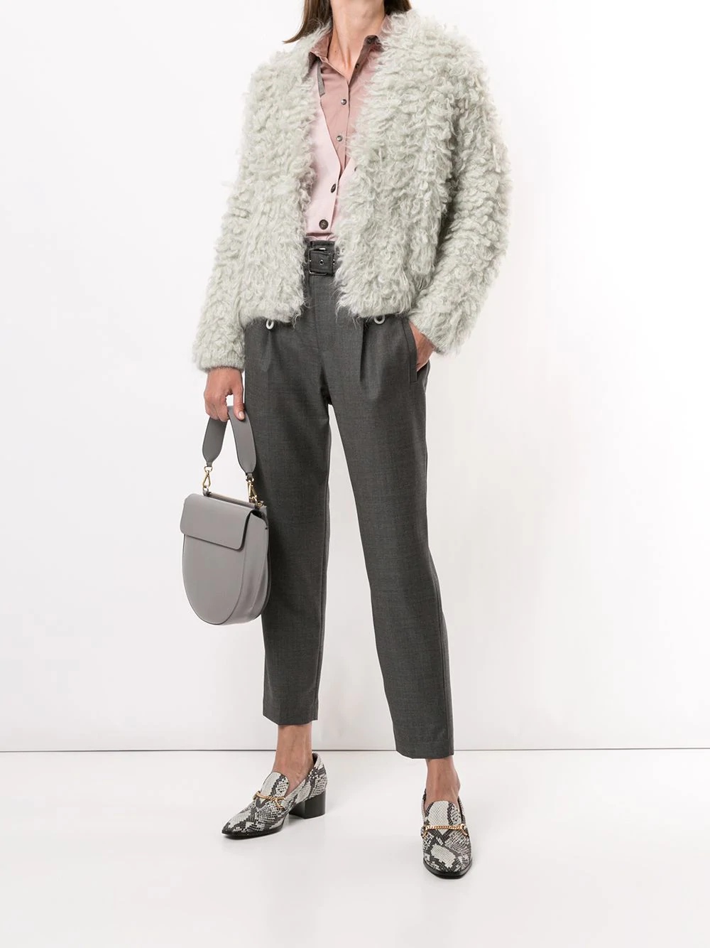 fluffy drawstring hem cardigan - 2