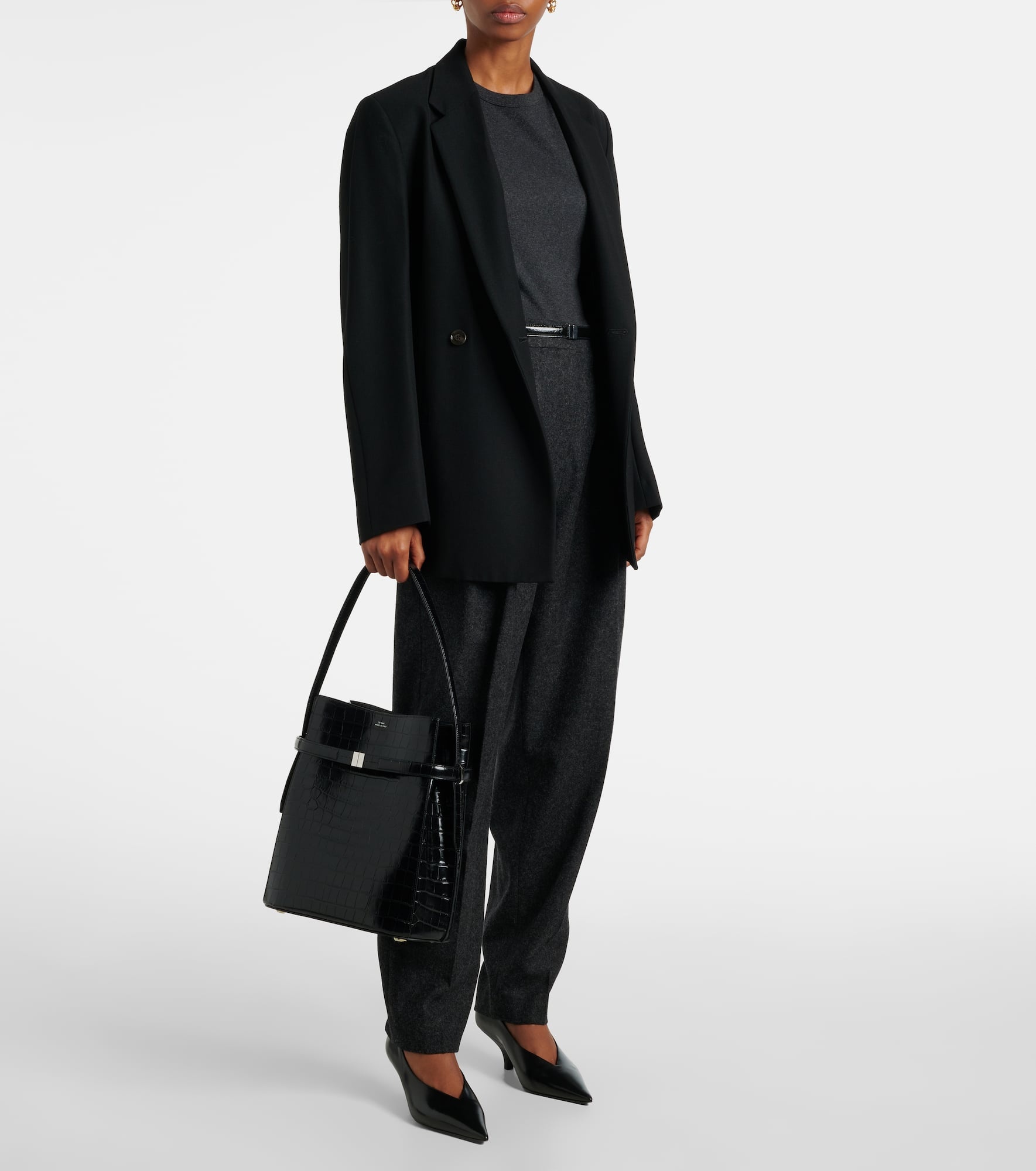 Low-waist wool-blend straight pants - 2