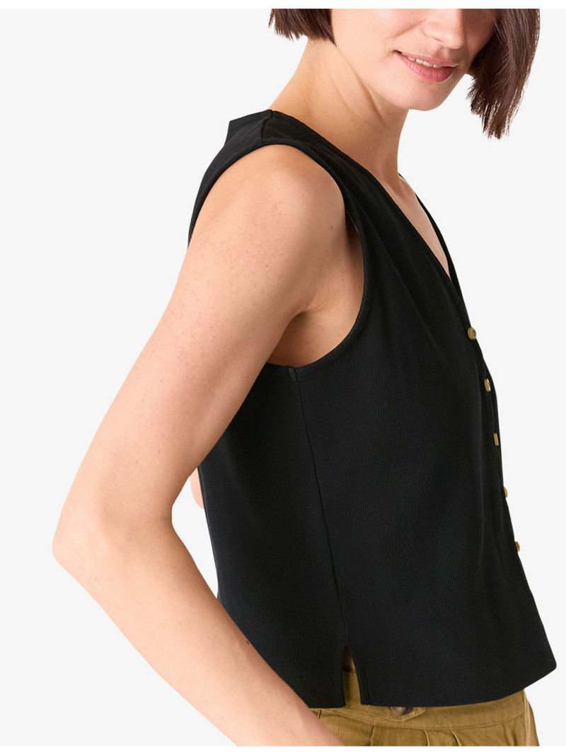 V-Neck Ribbed-Knit Stretch-Cotton Tank Top 3