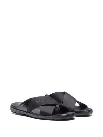 Prada logo-detail crisscross slides outlook