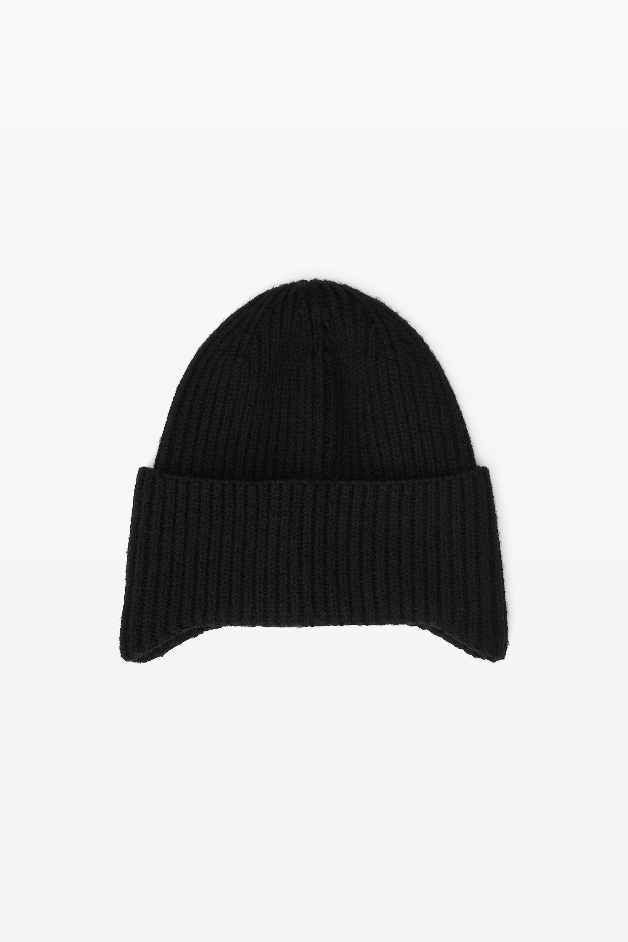logo earmuff beanie in ribbed wool stretch - 1