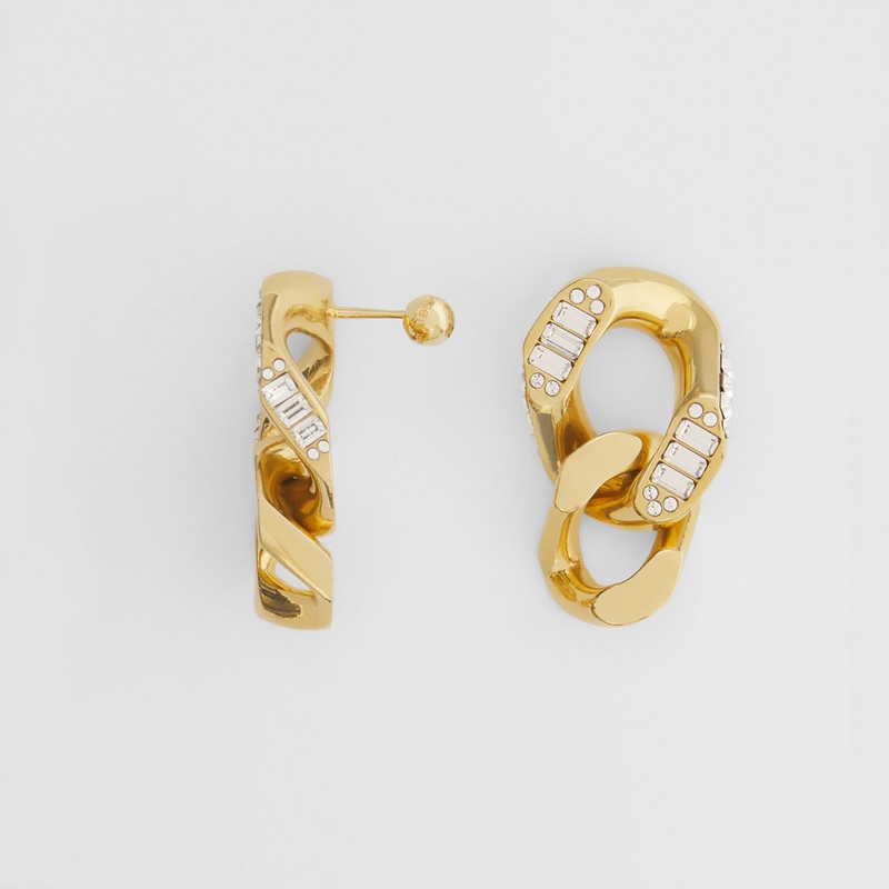 Crystal Detail Gold-plated Chain-link Earrings 4