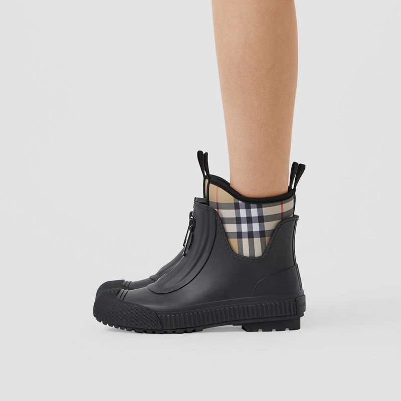 Vintage Check Neoprene and Rubber Rain Boots 4