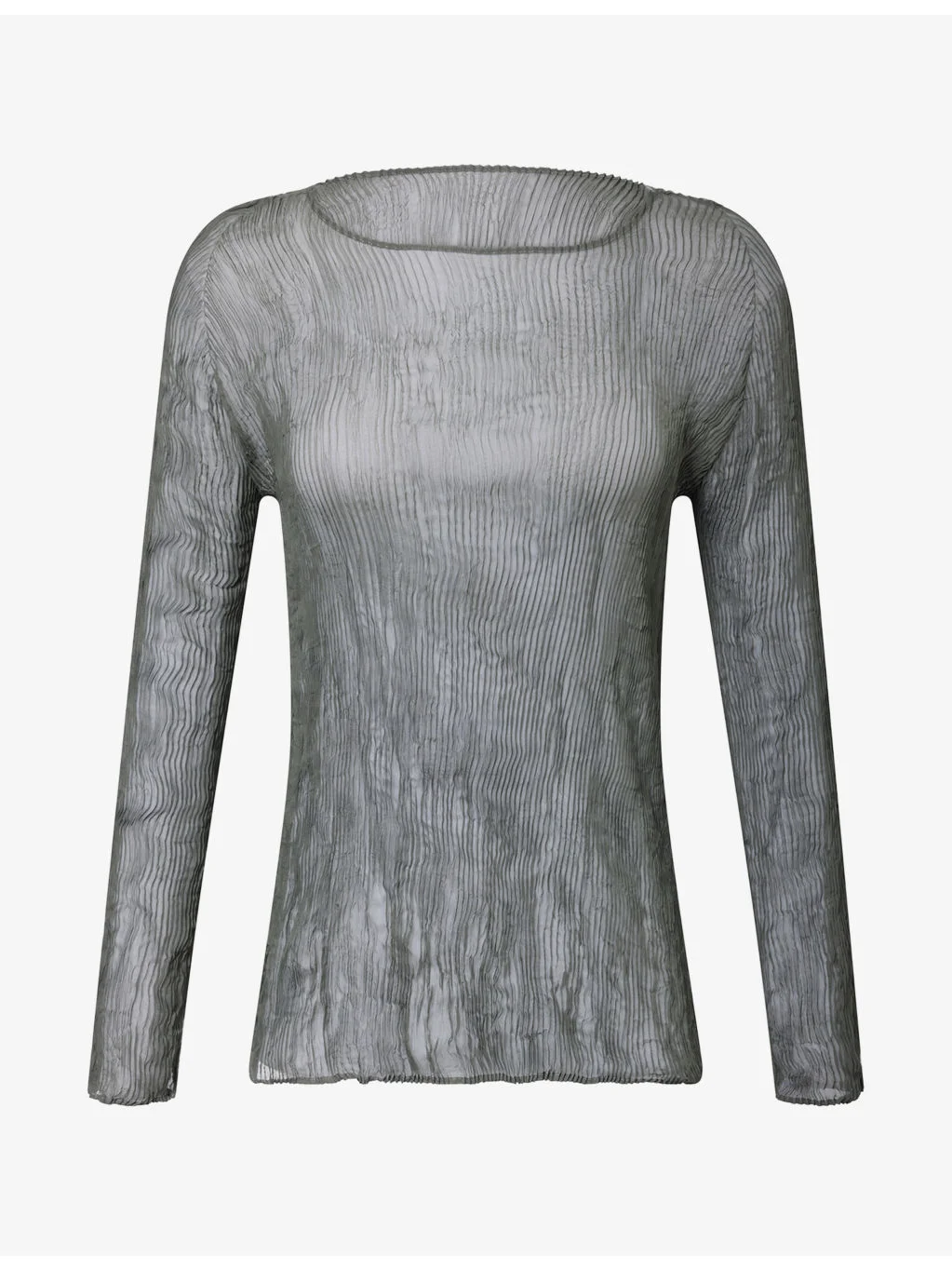Chiffon Twist Long-Sleeve Sheer T-Shirt - 1