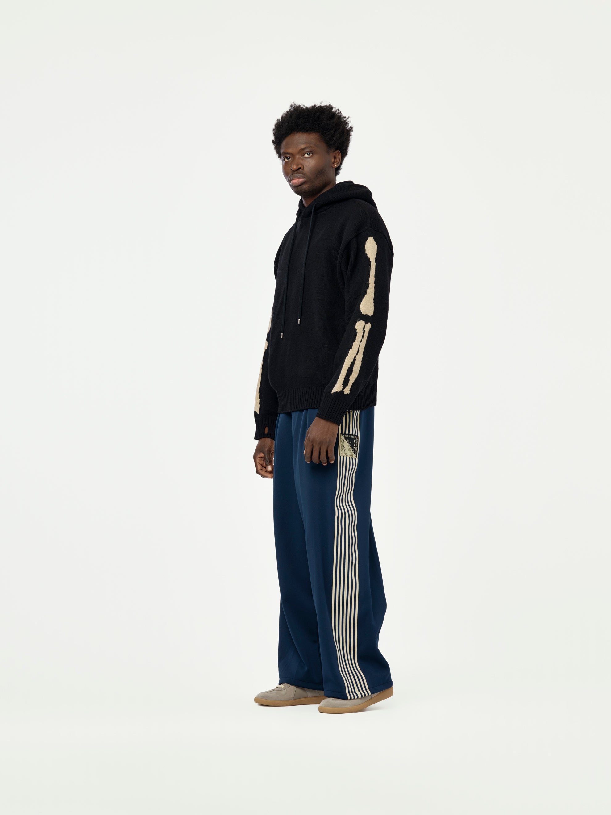 5G WOOL BONE HOOD SWEATER (BLACK) - 5