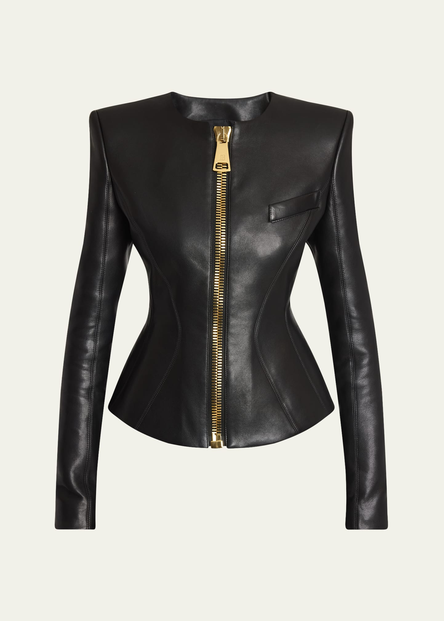 Fitted Lambskin Leather Jacket - 1