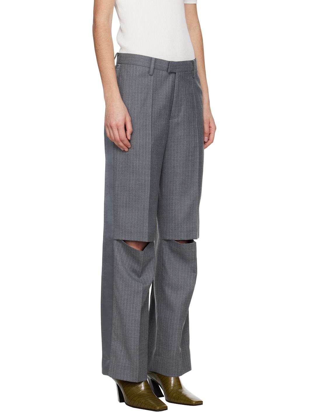 Gray Slashed Trousers - 2
