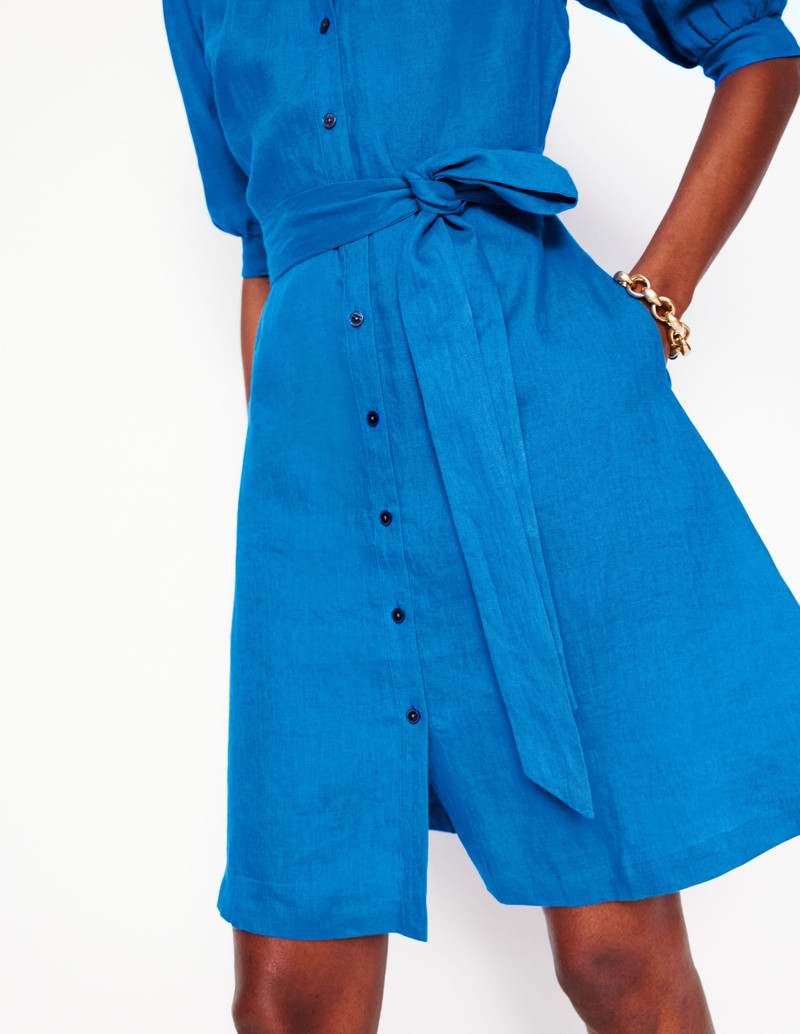 Ada Linen Short Dress-Cerulean blue 3